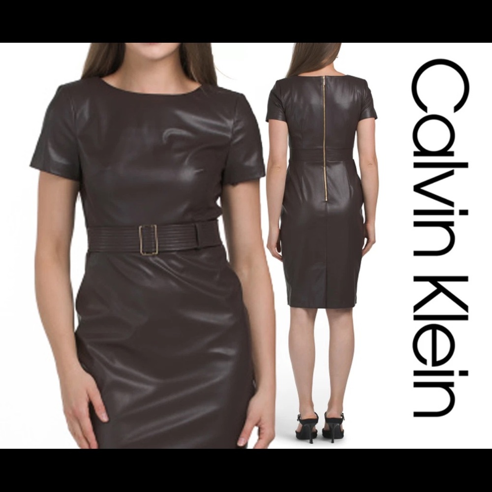 Calvin Klein Dark Brown Midi‎ Dress